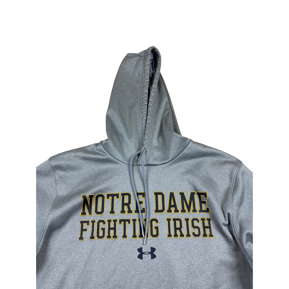Under Armour Notre Dame Fighting Irish Hoodie Mens Large Gray Loose Fit Pullover